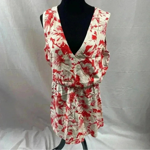 Parker Womens 100% Silk Dress Surplice Neck Open Back Floral Large Plunge Neck - Picture 1 of 6